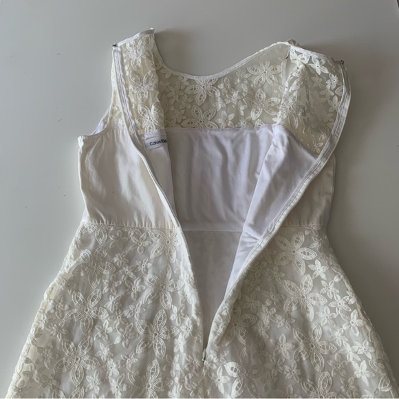 Calvin Klein floral organza lace shift dress ivory size 8 - Picture 5 of 9